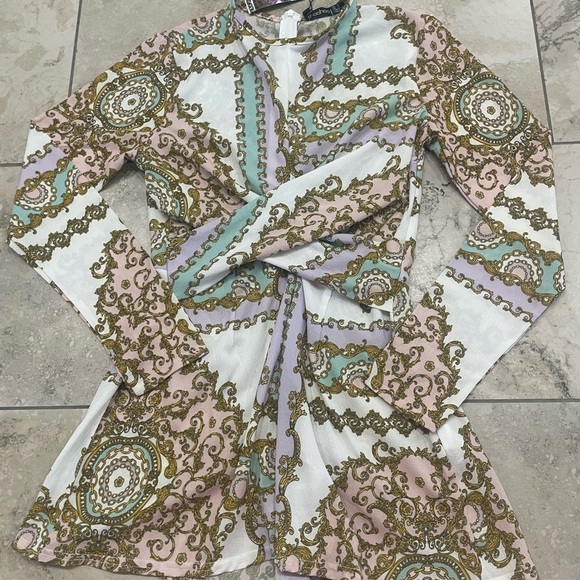 PASTEL SCARF PRINT TWIST FRONT ROMPER Size 4 NWT - Picture 6 of 12